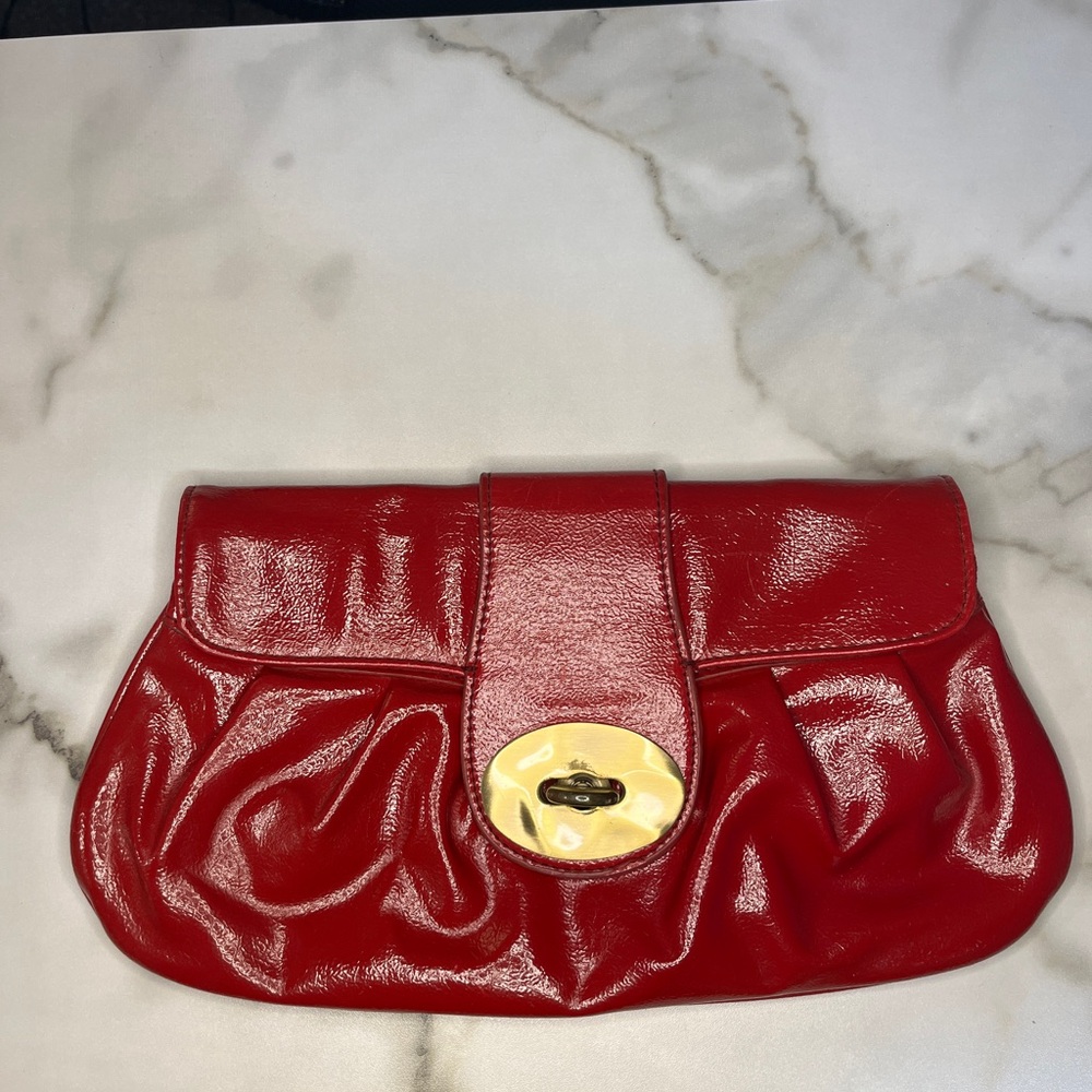 Red Faux Leather Express Clutch Bag